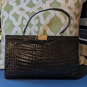 Black Alligator Single Handled Purse